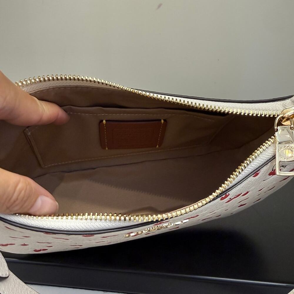 Coach Teri Shoulder Bag With Cherry Print CFG01 pebbled leather/Gold/Chalk Multi - Picture 6 of 7